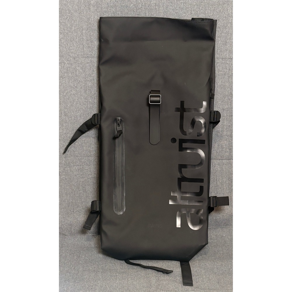 RAINS Rolltop Rucksack Large W3 Black Waterproof Backpack Altruist Graphic NWT